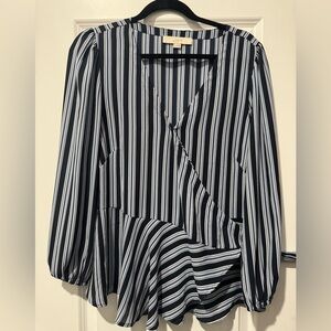 LOFT Navy and White Striped Top